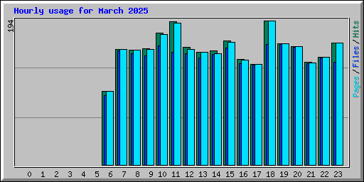 Hourly usage for March 2025